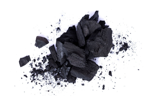 broken black activated charcoal