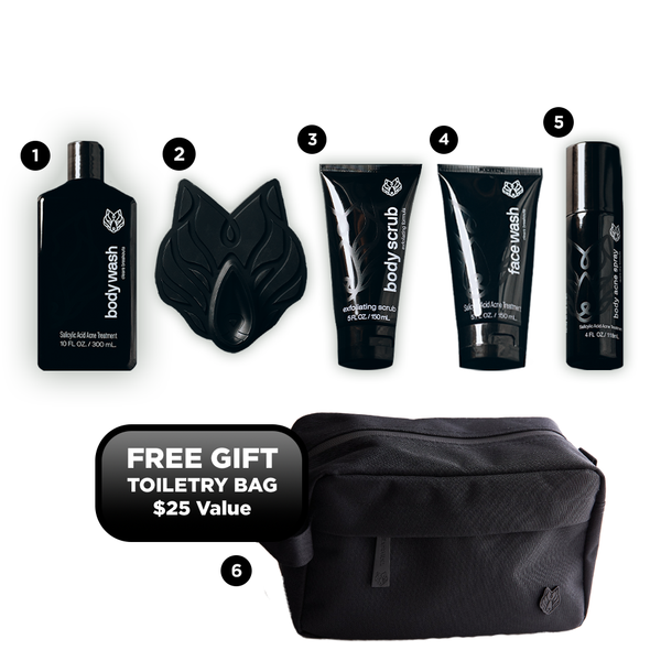 Level 3 Exfoliating Face and Body Acne Bundle (Free Toiletry Bag)